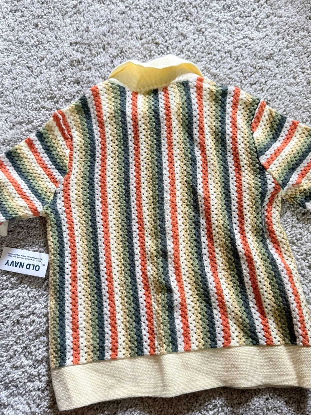 Old Navy Yellow Multicolor Striped Knit Button-Front Shirt